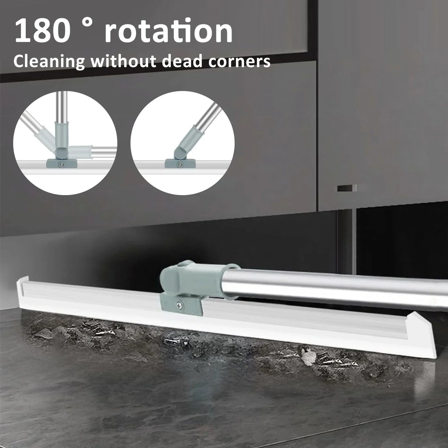 180° Rotatable Floor Squeegee with Adjustable Long Handle