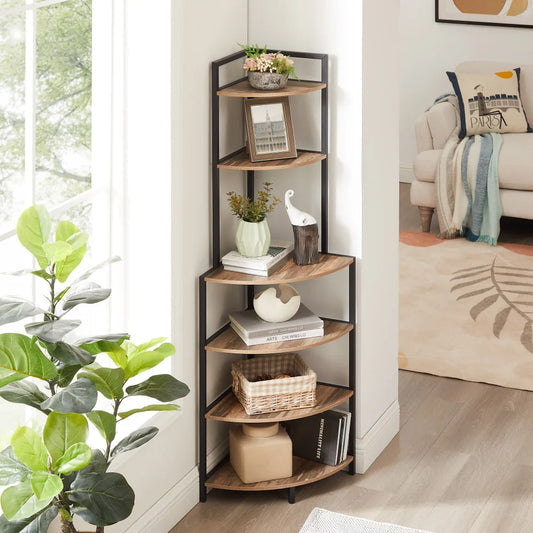 6-Tier Corner Open Shelf Modern Bookcase