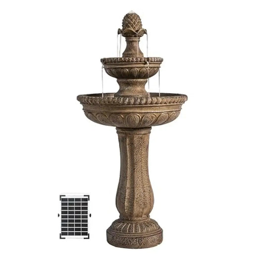 Outdoor Solar 2 Tier Water Fountain with Pump