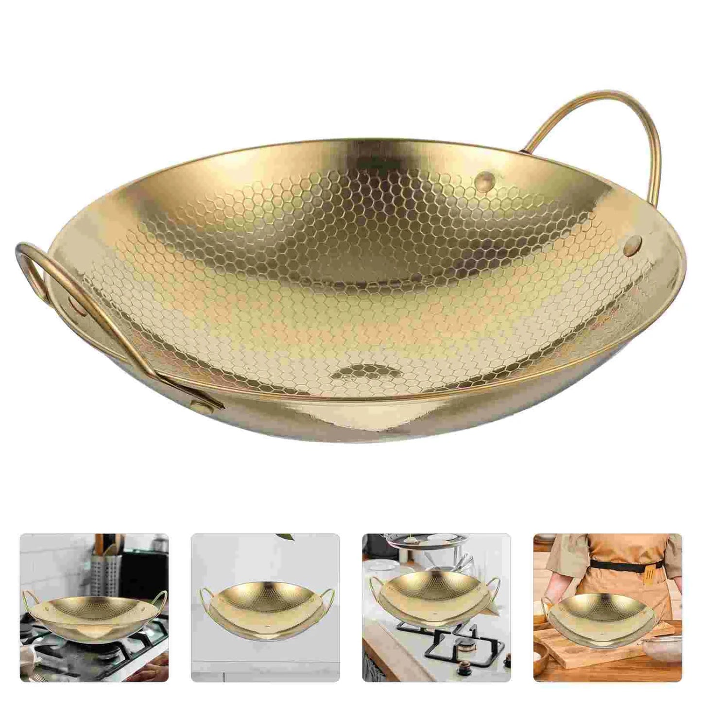 Stainless Steel Small Frying Pan Cooking Pot Durable wok with Handle,