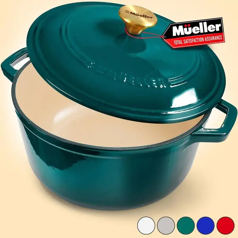 Mueller DuraCast 6 Quart Enameled Cast Iron Dutch Oven Pot and casserole dish with Lid