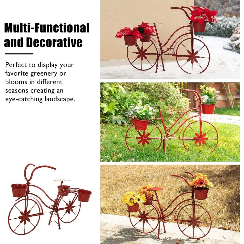 Bicycle Plant Stand Metal Standing Planter