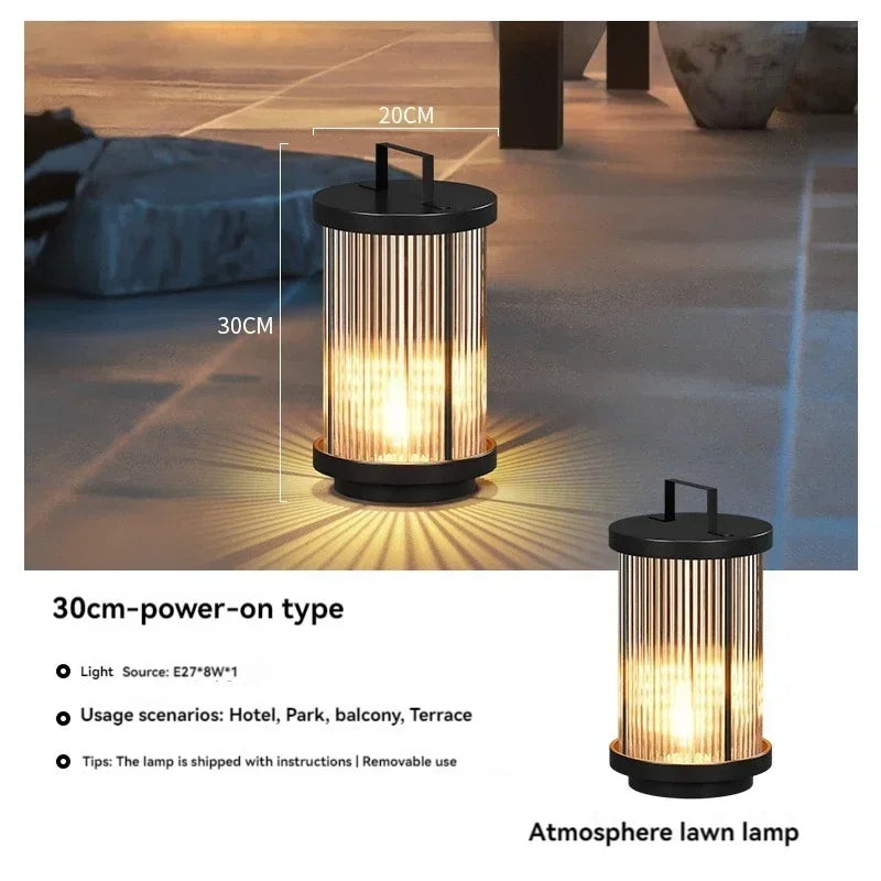 Modern Designer Solar Lamps Outdoor Waterproof Garden Glass Lanterns Street Villa Courtyard Lawn Balcony Decoration Floor Lights