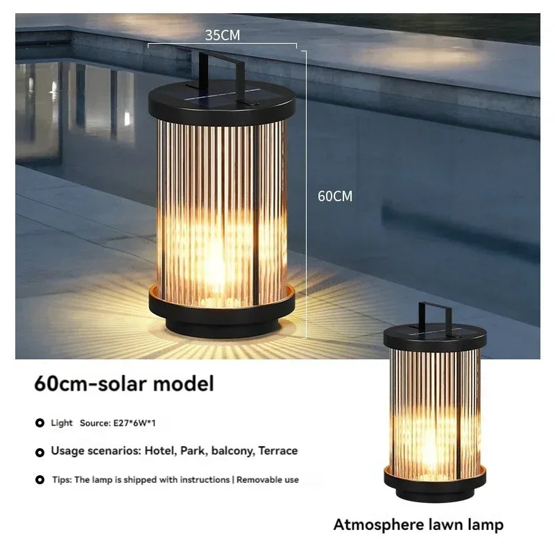 Modern Designer Solar Lamps Outdoor Waterproof Garden Glass Lanterns Street Villa Courtyard Lawn Balcony Decoration Floor Lights