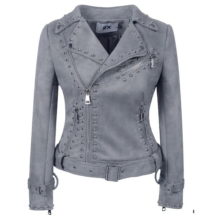 Women's Steampunk Leather Jacket Slim Fit