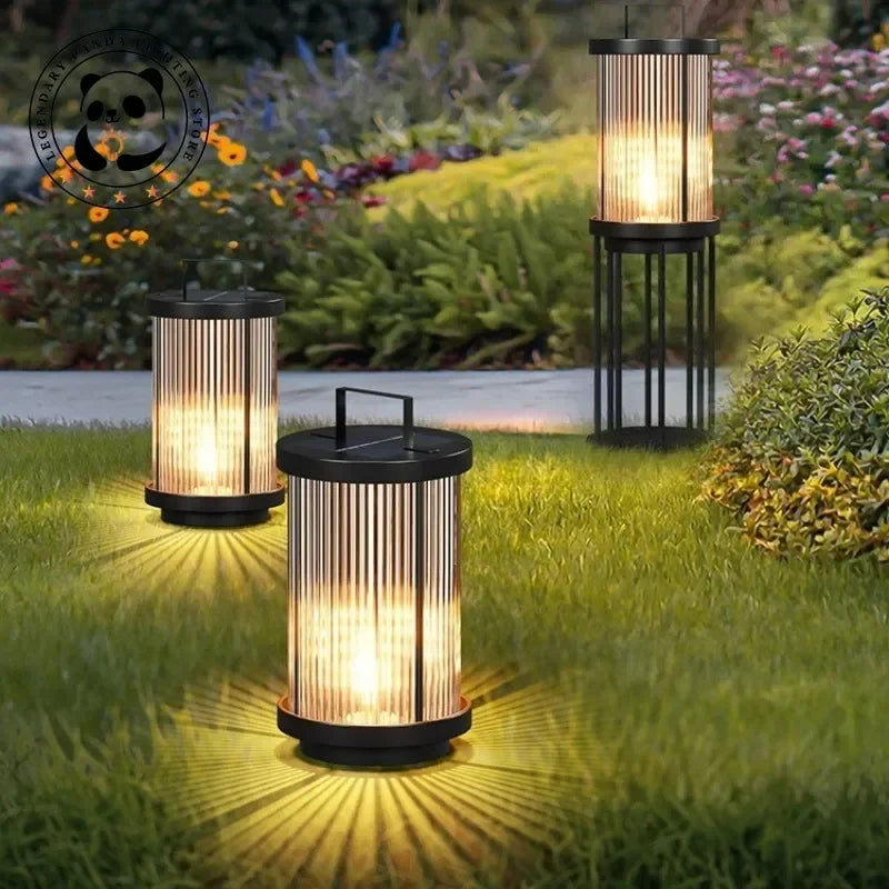 Modern Designer Solar Lamps Outdoor Waterproof Garden Glass Lanterns Street Villa Courtyard Lawn Balcony Decoration Floor Lights