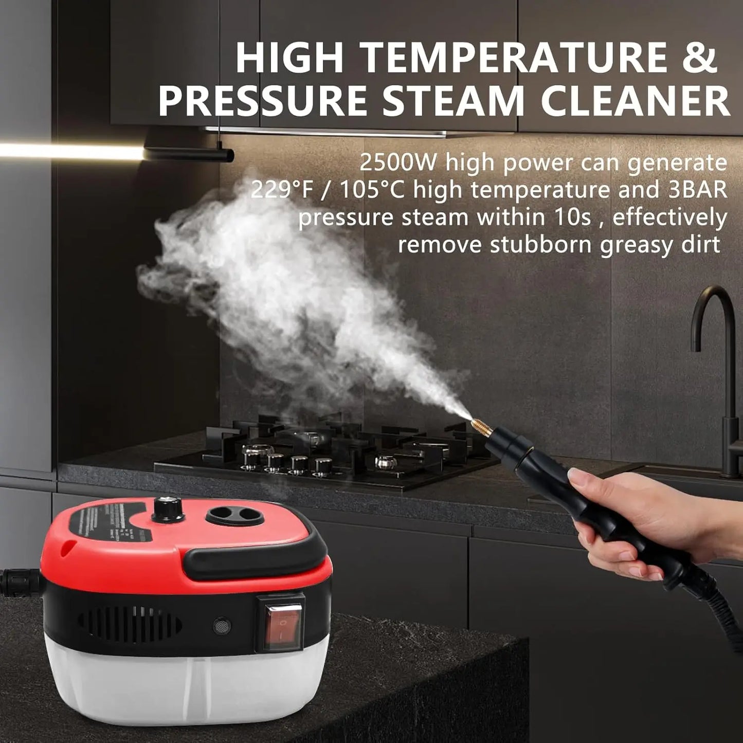 Steam Cleaner,2500W Hand-Held High Pressure Portable Cleaning Machine with  Brush