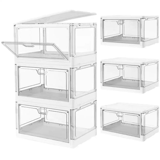 Clear Stackable Storage Bins 3-Pack Magnetic Doors