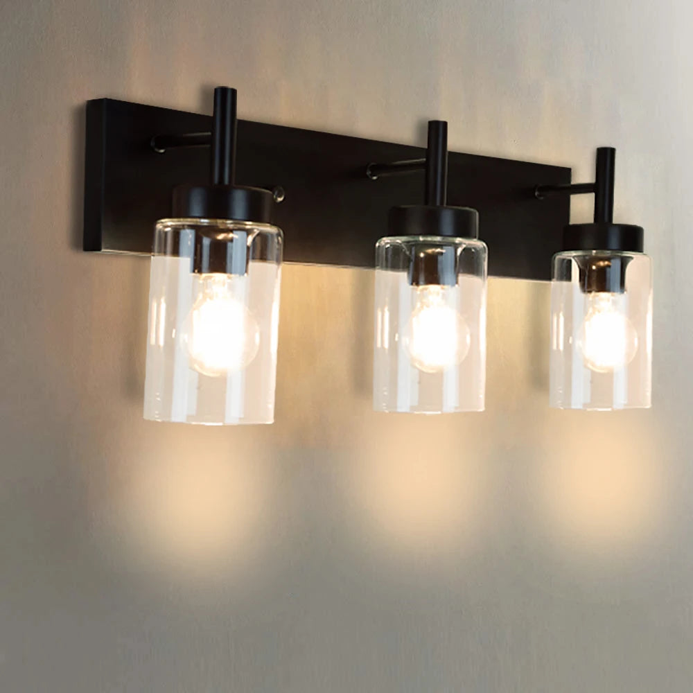 Indoor Wall Sconce Light with 3 Clear Glass Shades