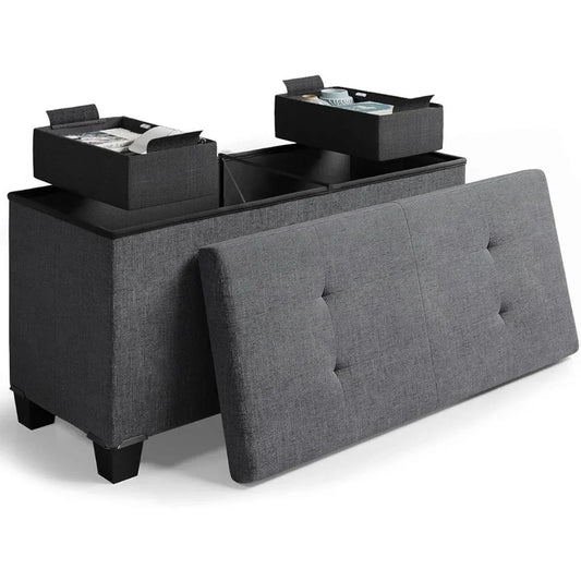 Ottoman Bench with Storage Bins