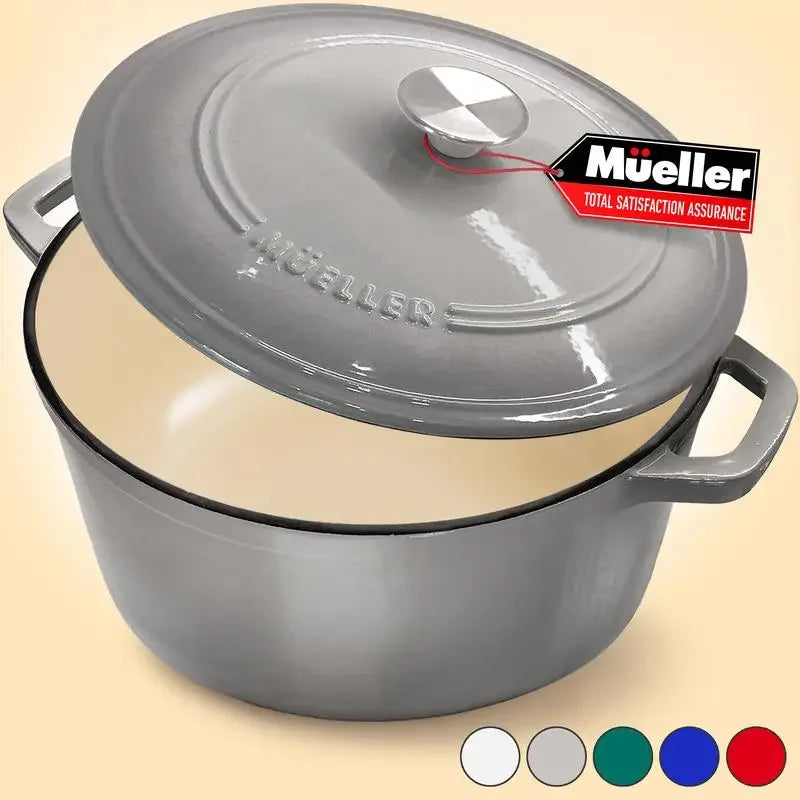 Mueller DuraCast 6 Quart Enameled Cast Iron Dutch Oven Pot and casserole dish with Lid