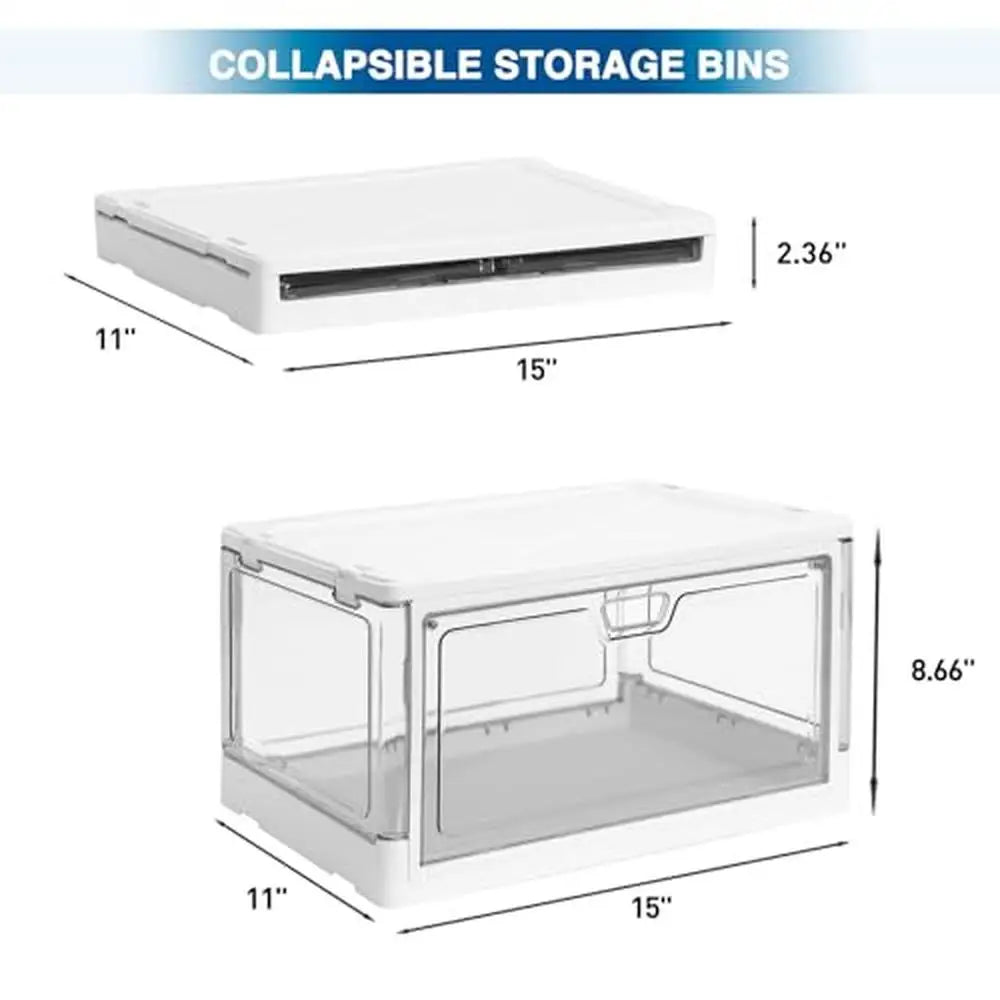 Clear Stackable Storage Bins 3-Pack Magnetic Doors